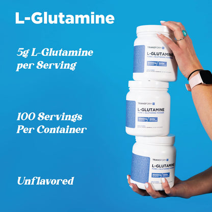 TransformHQ L-Glutamine Powder 500G | 100 Servings | Gluten Free, Non-GMO