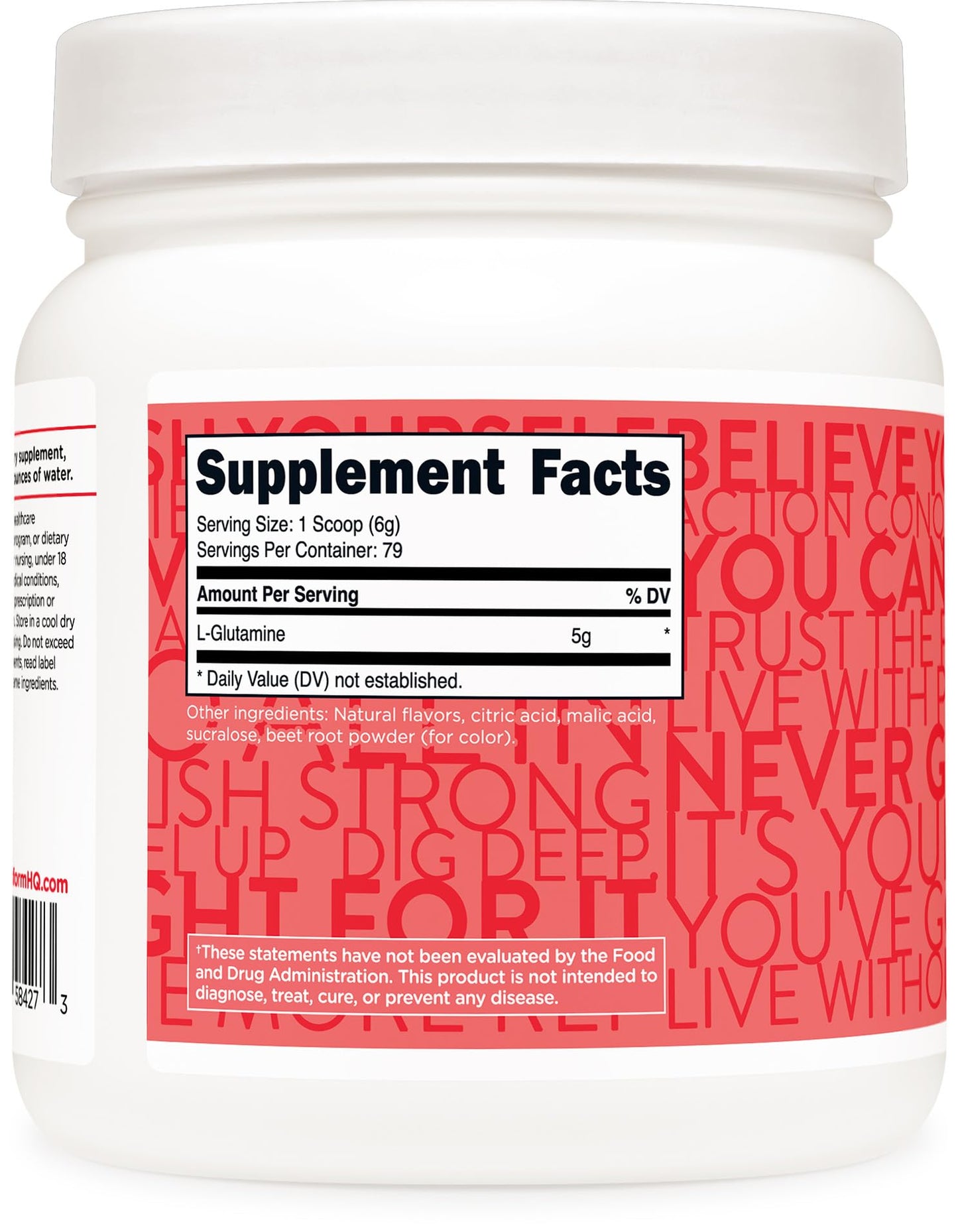 TransformHQ L-Glutamine Powder 500g (Strawberry Lemonade) - Gluten Free, Non-GMO