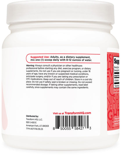 TransformHQ L-Glutamine Powder 500g (Strawberry Lemonade) - Gluten Free, Non-GMO