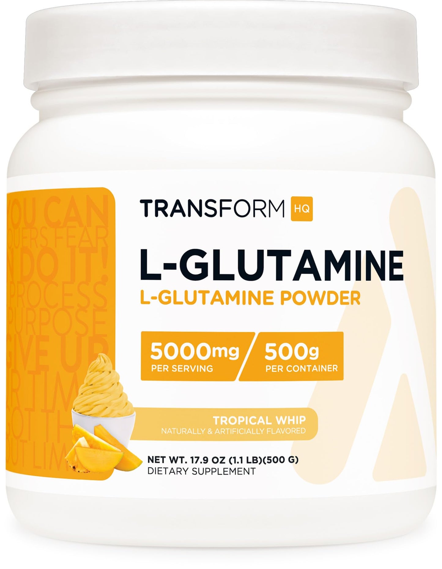 TransformHQ L-Glutamine Powder 500g Tropical Whip – Gluten Free, Non-GMO