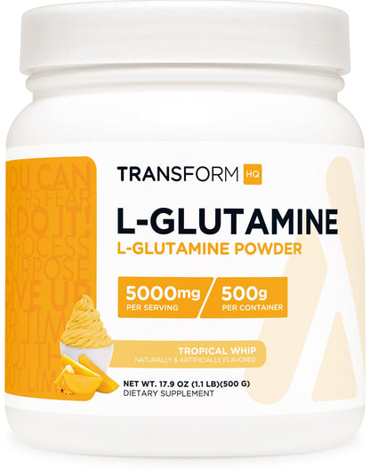 TransformHQ L-Glutamine Powder 500g Tropical Whip – Gluten Free, Non-GMO