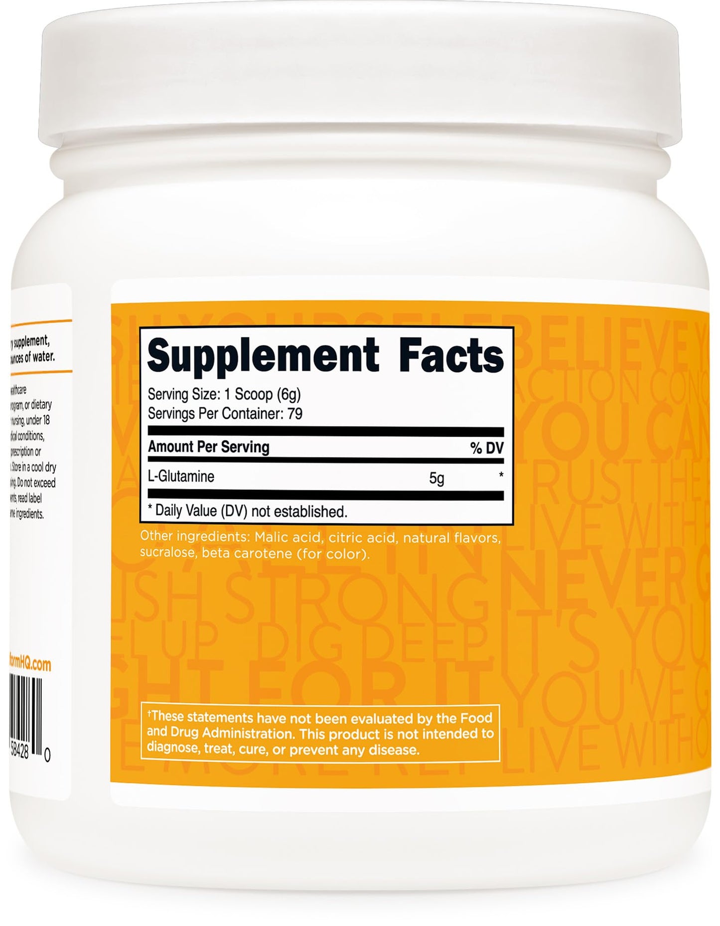 TransformHQ L-Glutamine Powder 500g Tropical Whip – Gluten Free, Non-GMO