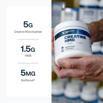 Transparent Labs Creatine HMB - Creatine Monohydrate with HMB | 30 Servings, Unflavored