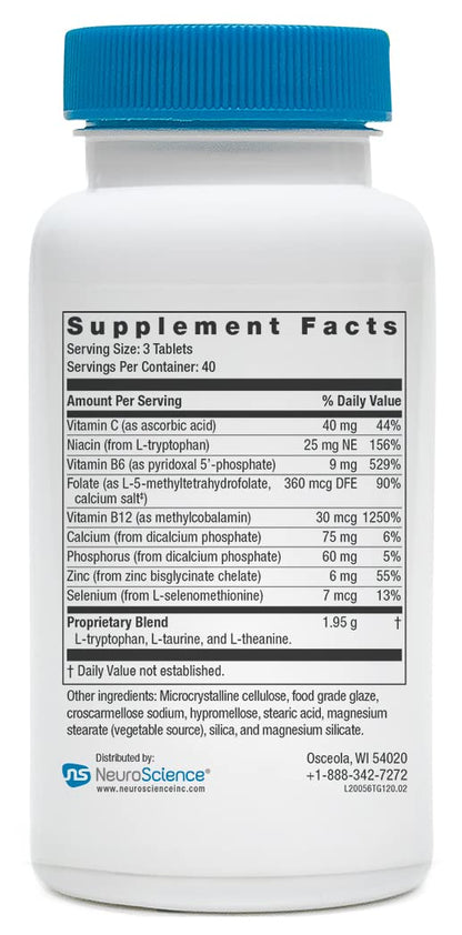 TravaGen Mood Support – L-Tryptophan, L-Theanine & B12 (120 capsules)