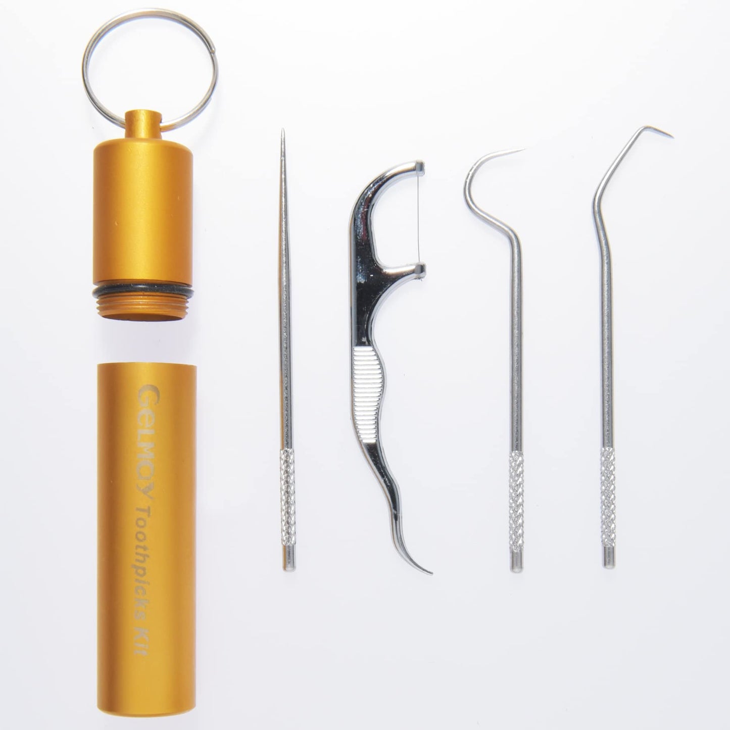 Portable Toothpicks Pocket Set - Stainless Steel Flossers, Travel Dental Kit