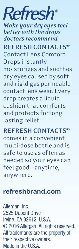 Refresh Contacts Lubricant Eye Drops 0.4 oz Sterile 5 Pack | Lens Comfort
