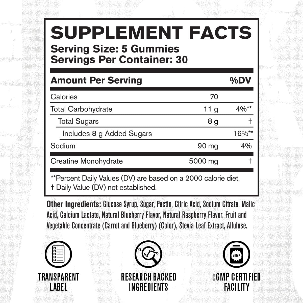 Jacked Factory Creatine Gummies – 5g Daily Dose (1g per Gummy) – Vegan, Third-Party Tested, 150 Gummies, Blue Raspberry