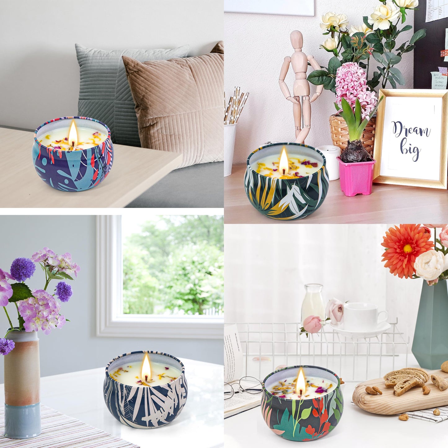 Soy Wax Candle Gift Set – 16 Pack with Dried Flowers | Aromatherapy Gifts