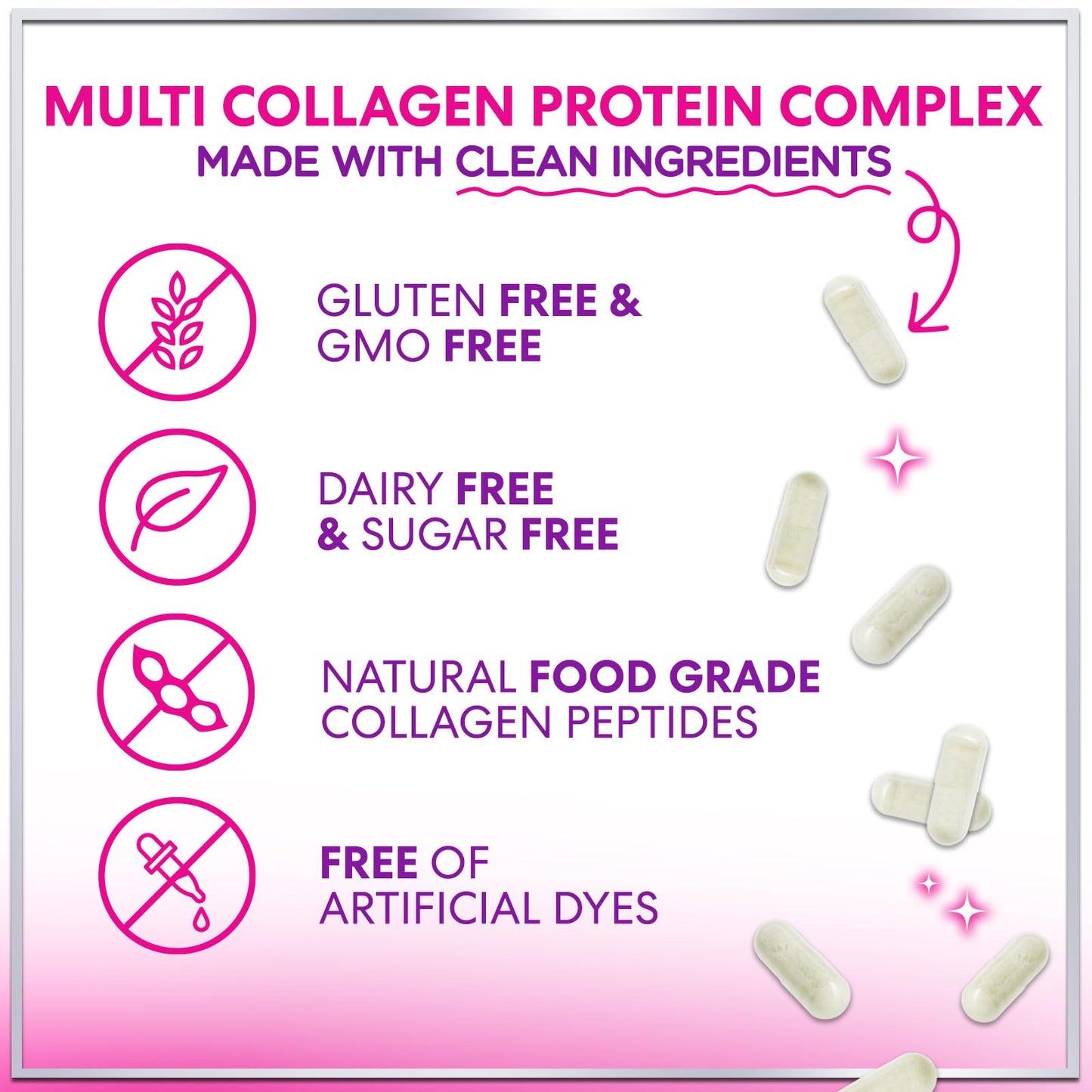 Multi Collagen 2400 mg - Types I, II, III, V & X | Hydrolyzed Collagen Capsules for Hair, Skin, Nails & Joints - 120 Capsules