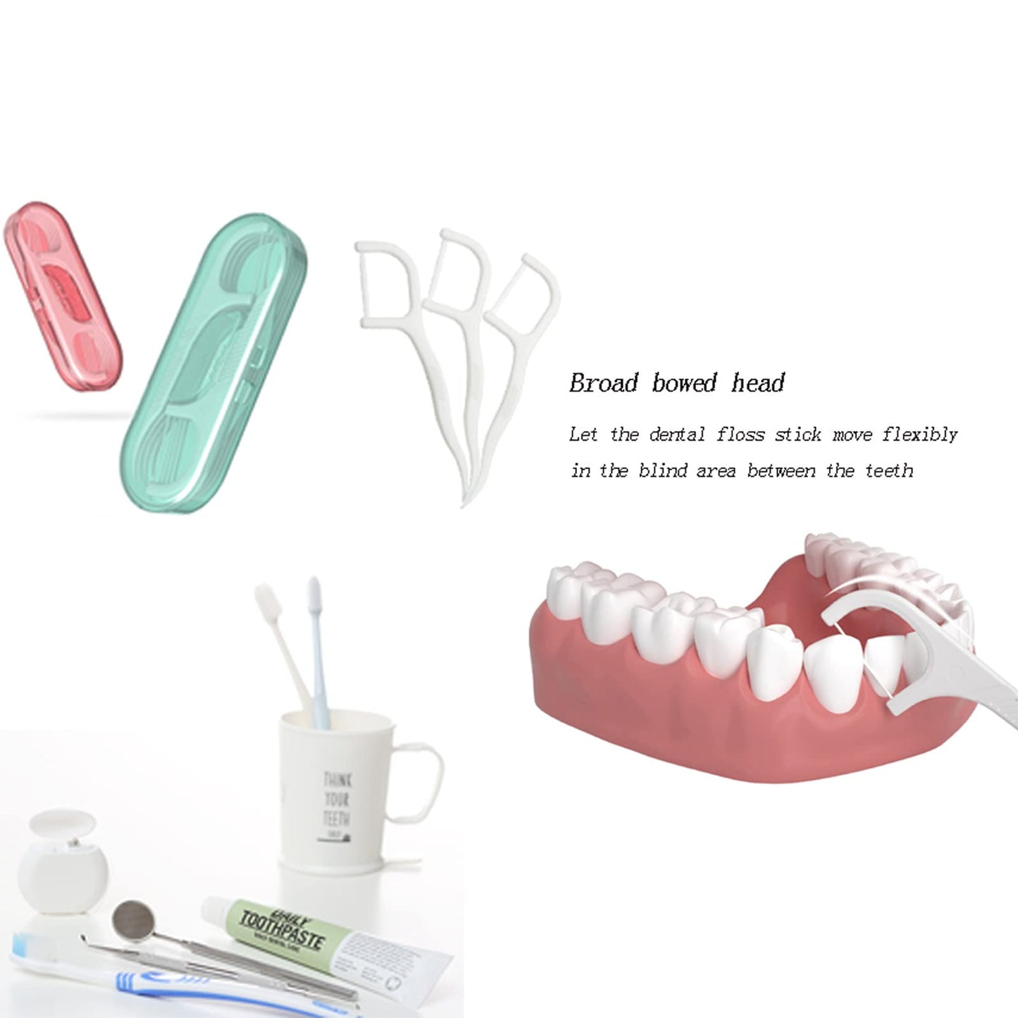 High Toughness Dental Floss Picks 40 Pcs with 4 Storage Cases – Travel, Family, Hotel Use