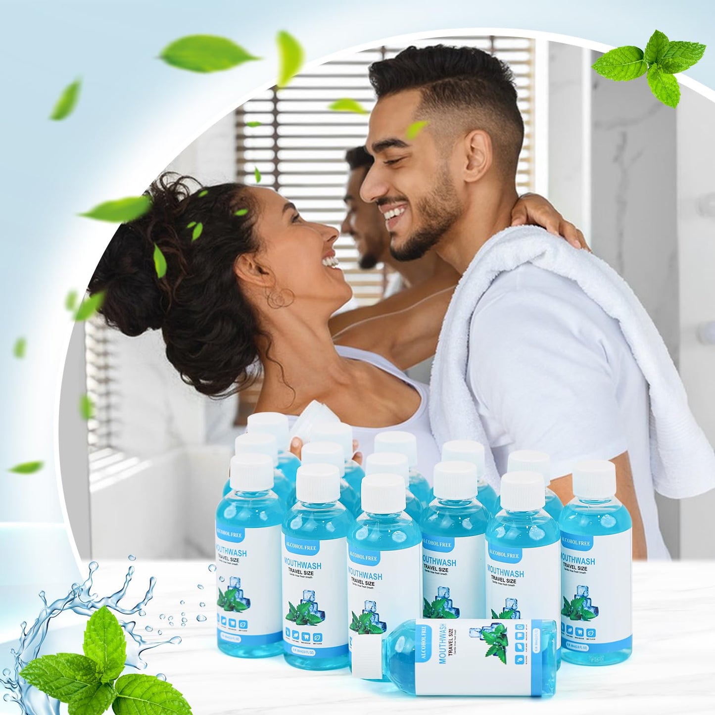 25-Pack Travel Size Mouthwash – 80ml/2.7oz Mint Portable Bottles
