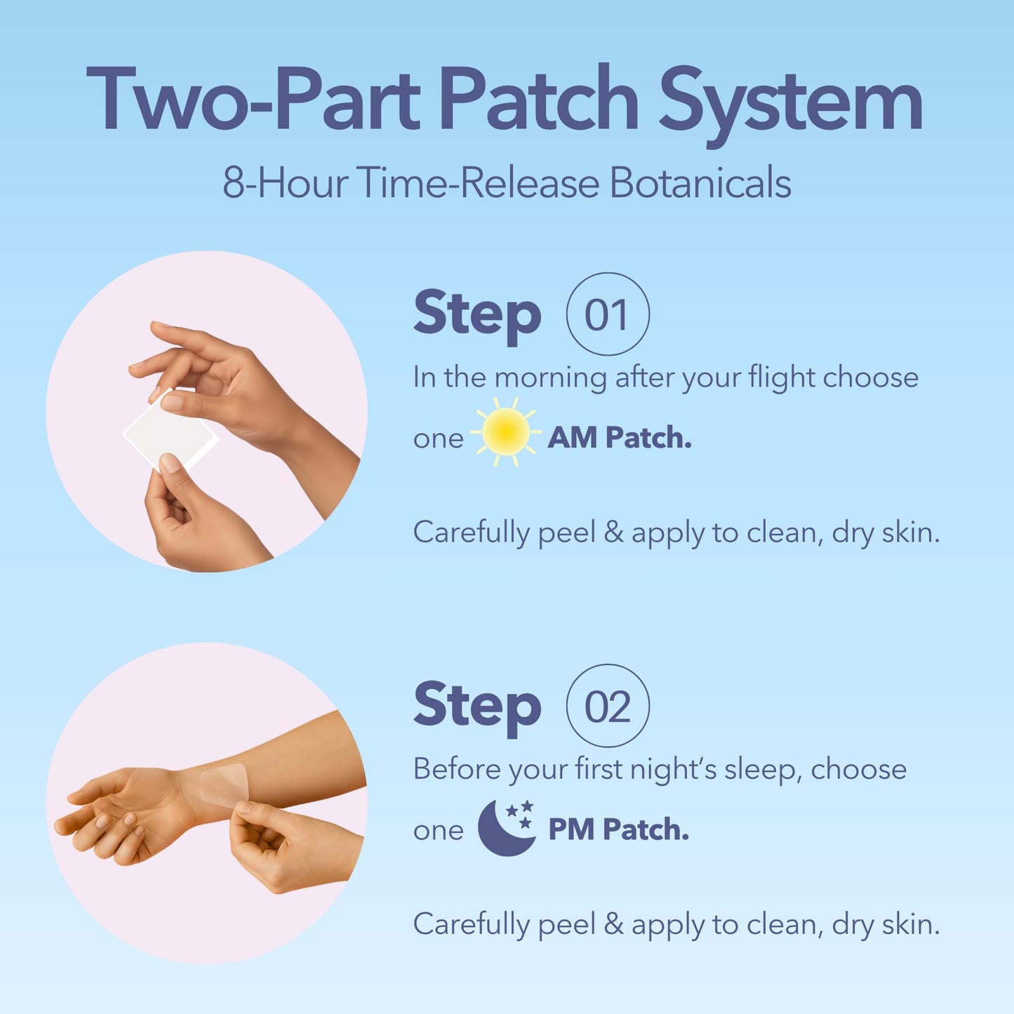 Jet Lag AM & PM Travel Patches – Natural Energy, Focus & Restful Sleep (8 Topical Patches)