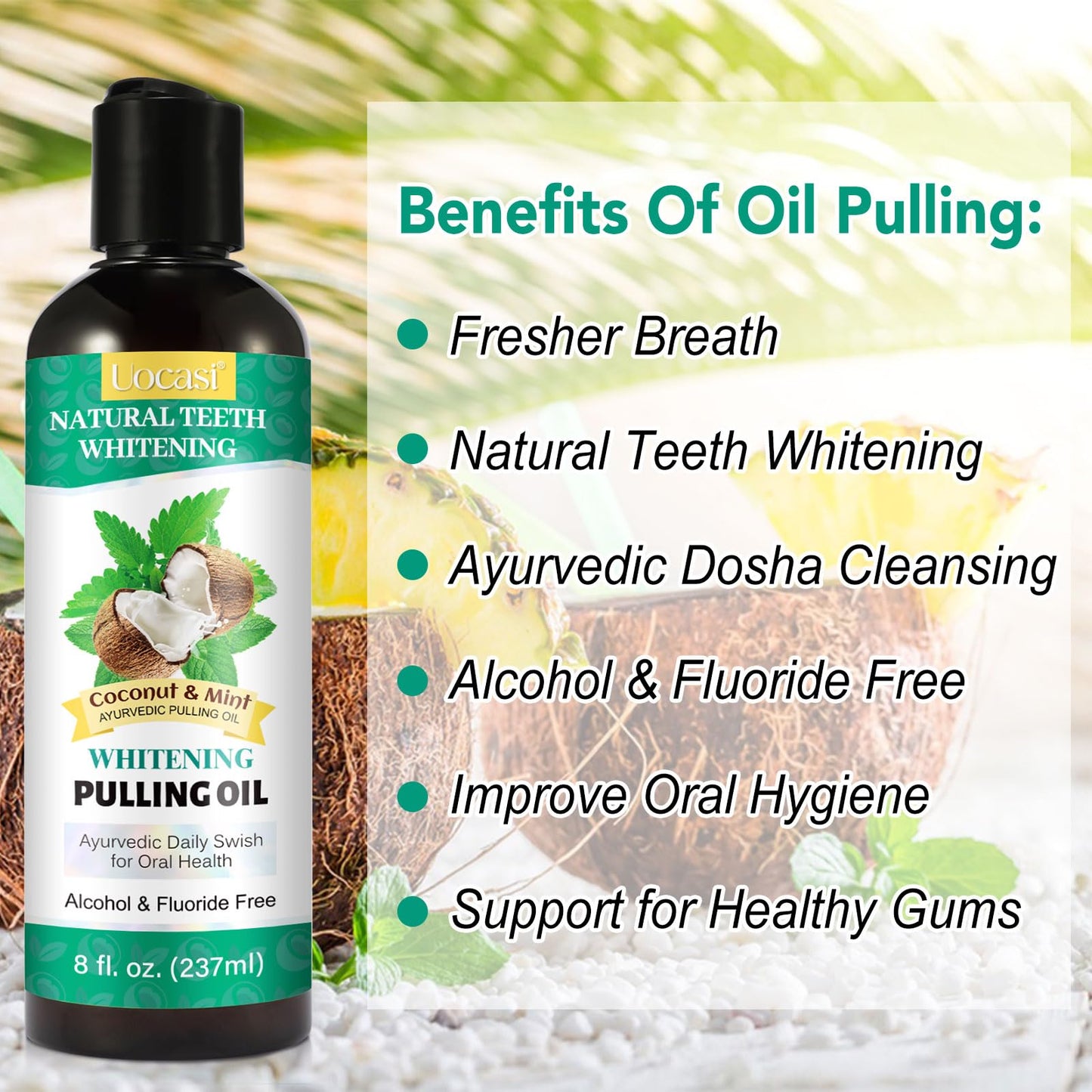 Coconut Oil Pulling for Teeth - 2 Pack | Natural Mint Mouthwash (16 oz)