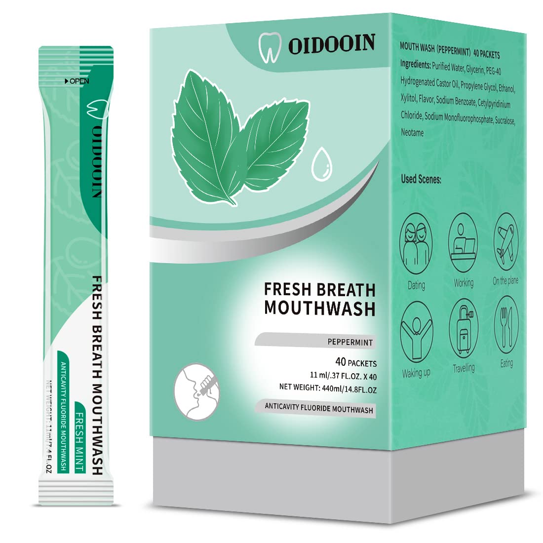 Travel Size Mouthwash Pack of 40 – 0.4 fl oz Mini Mouthwash for Fresh Breath