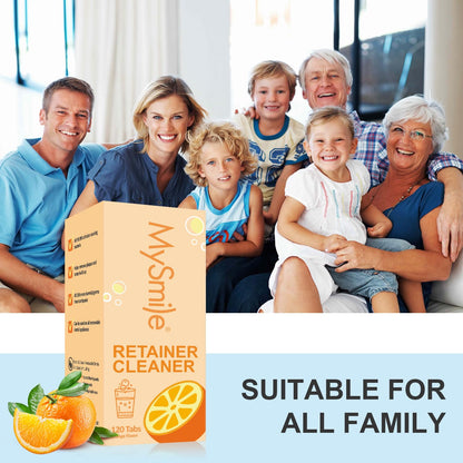 MySmile Retainer Cleaner - 120 Tablets for Aligners & Mouth Guards (Orange)