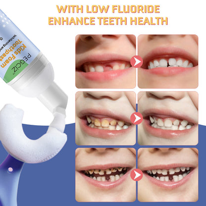 Kids Foam Toothpaste with Fruit Flavor - Low Fluoride Anti-Cavity (60ml x 2) | 360° Care