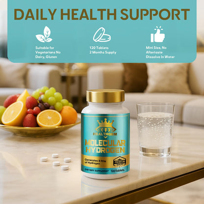 Hydrogen Water Tablets with Magnesium – H2 Molecular Hydrogen Supplements for Brain Health & Cognitive Support (120 Capsules) – Non-GMO, Vegan, Gluten Free