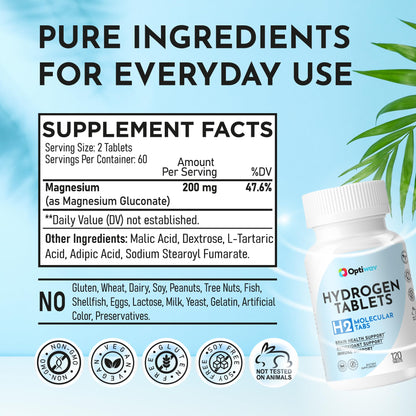 Hydrogen Tablets for Drinking Water - H2 Molecular Tabs with Magnesium