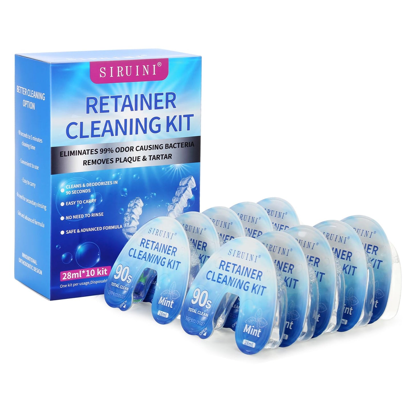 Travel Retainer Cleaner Mint – 10 Pcs | Clear Aligner & Mouth Guard Cleaner