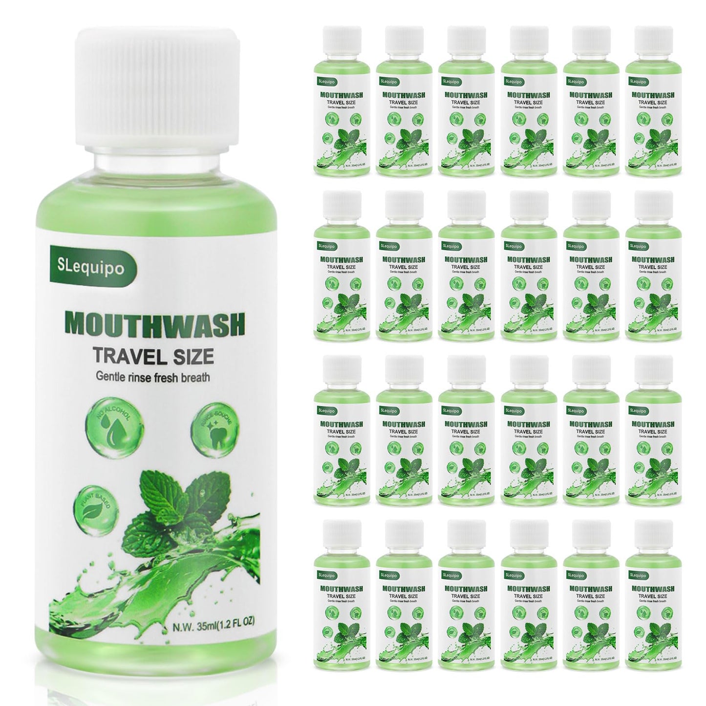 Travel Size Mouthwash Bulk – 50 Mint 35ml Portable Bottles for Travel Toiletries