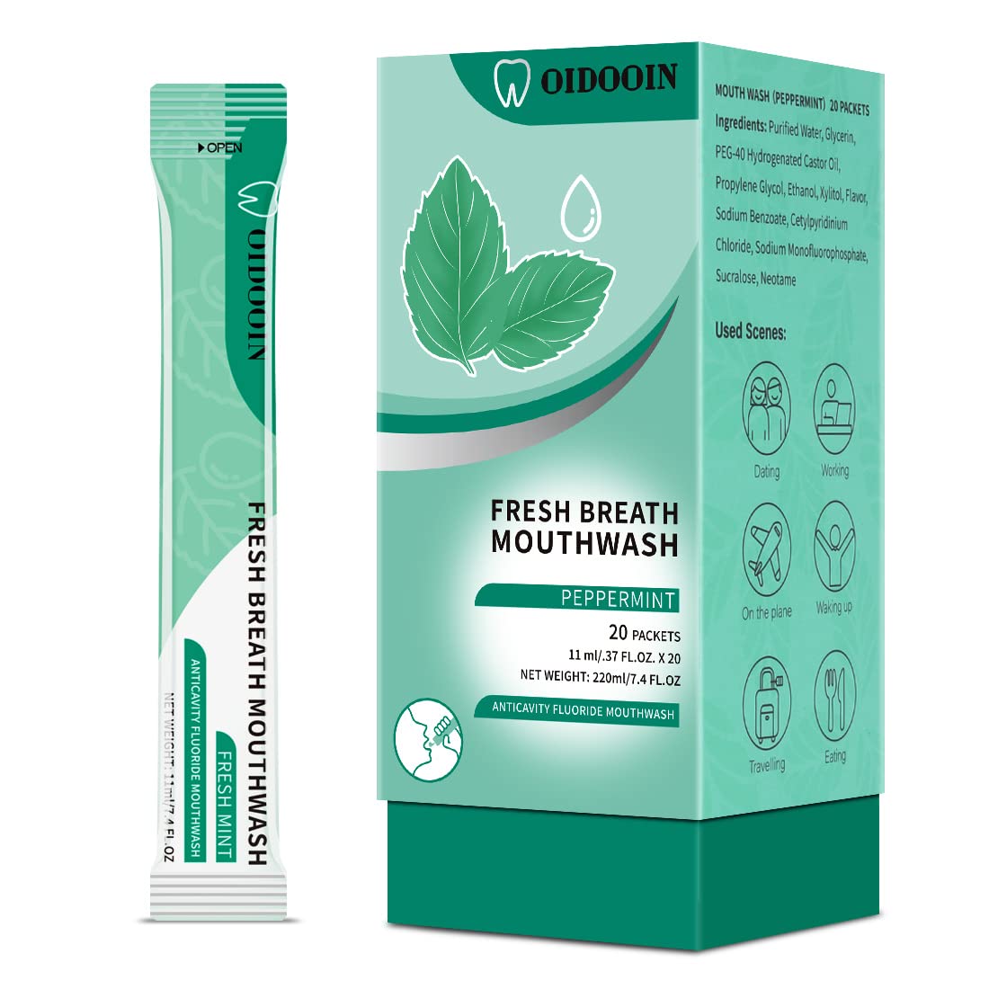Travel Size Mouthwash Pack of 20 – Portable 0.4 Fl oz Mini Mouthwash for Fresh Breath