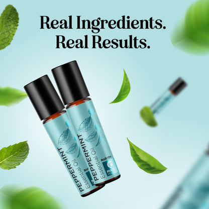 Peppermint Oil Roll-On | Pure Peppermint Rollerball for Headaches (2 Pack)