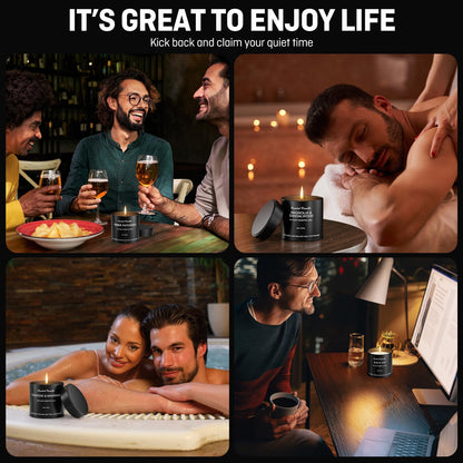 Men's Scented Candle Sets – 4 Pack Aromatherapy Candles Gift in Matte Black Tins