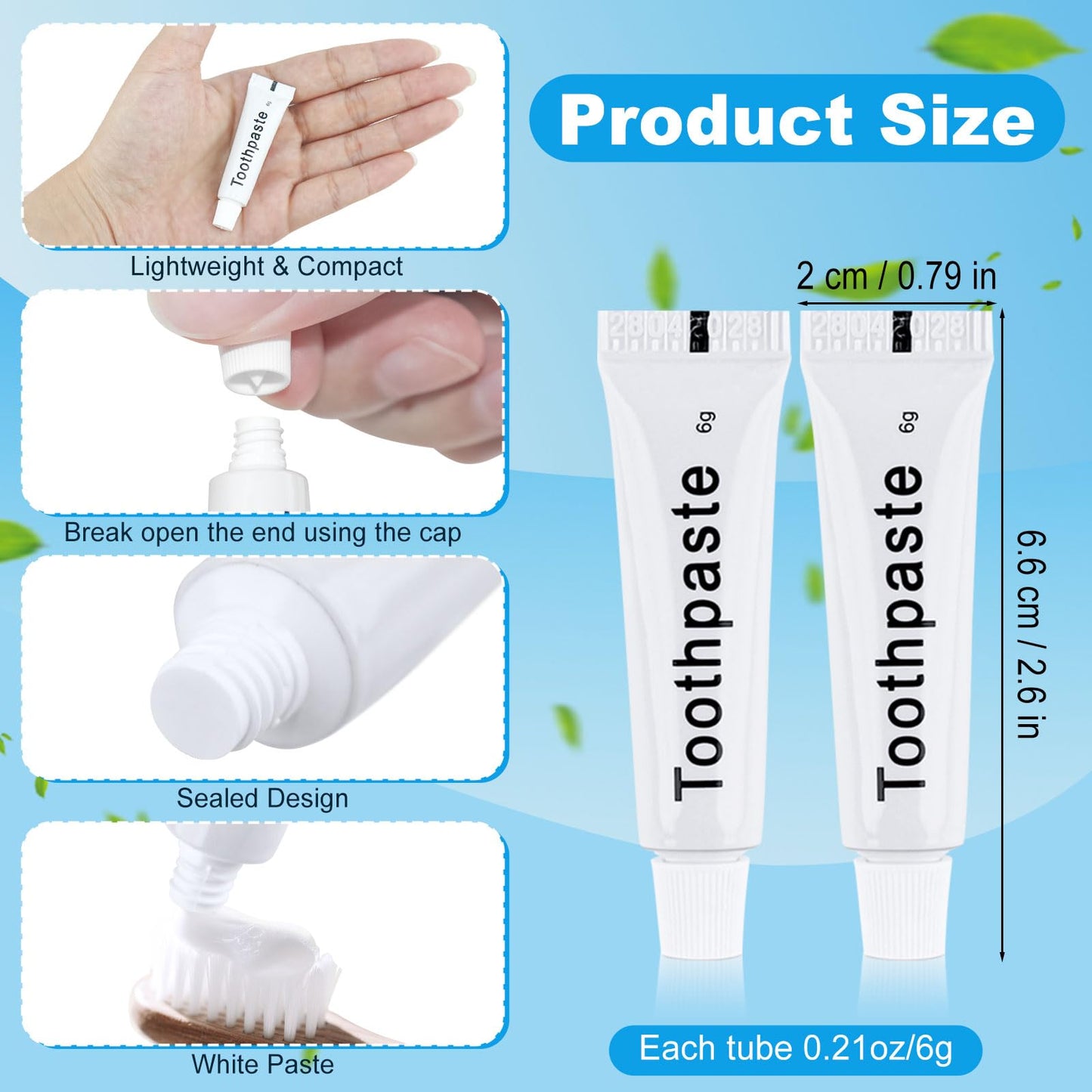 Travel Toothpaste Bulk 6g/0.21oz – 100-Pack for Hotels and Charities