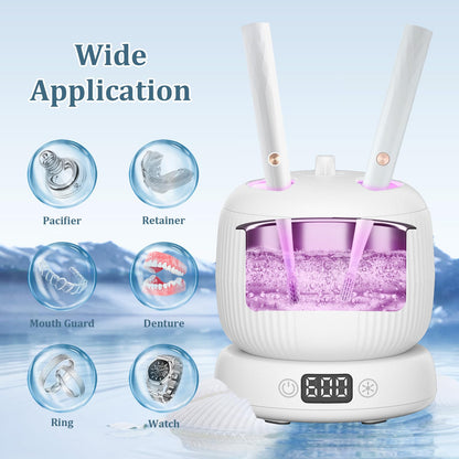 Ultrasonic Retainer Cleaner 50kHz – Dentures, Aligners, Mouth Guards, 4 Modes