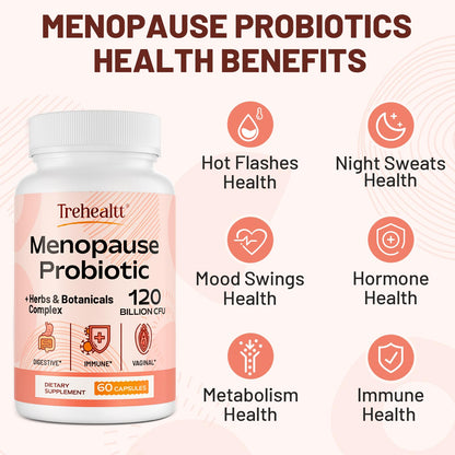 Trehealtt Menopause Probiotic – 120B CFU, 13-in-1 Herbal Complex, 240 Vegan Capsules