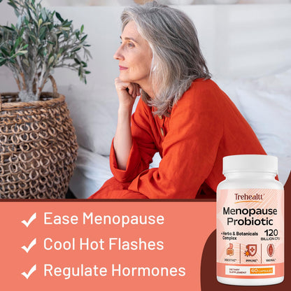 Trehealtt Menopause Probiotic – 120B CFU, 13-in-1 Herbal Complex, 240 Vegan Capsules
