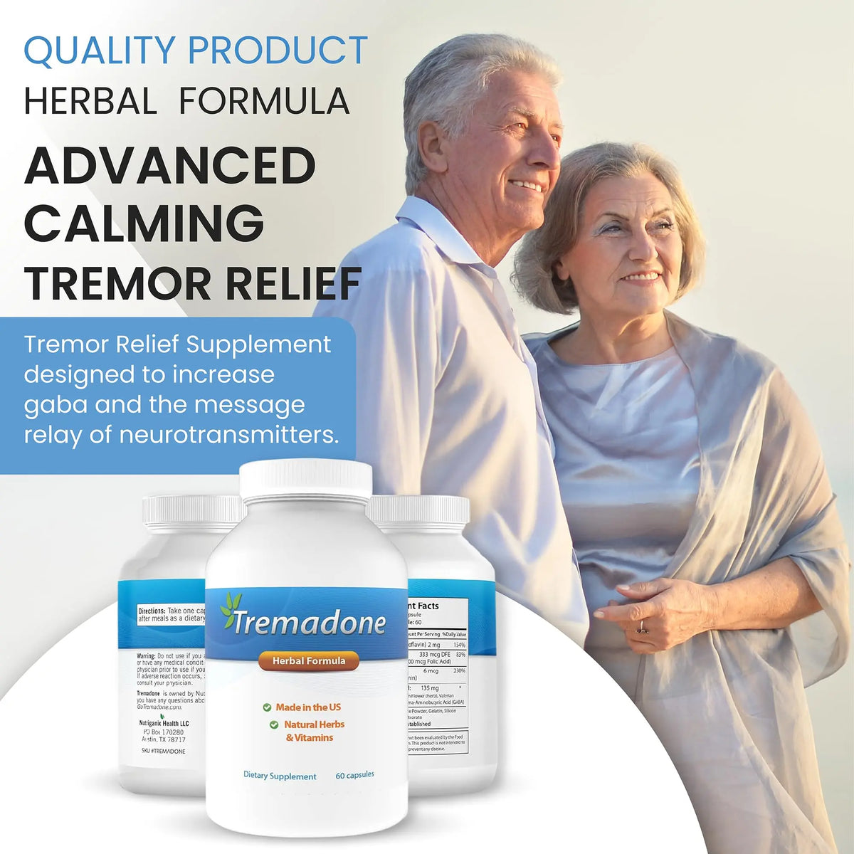Tremadone - Essential Tremor Relief Supplement by Nutriganix | All-Natural, Gluten Free & Dairy Free BritishVita | Premium UK Vitamins & Wellness Supplements