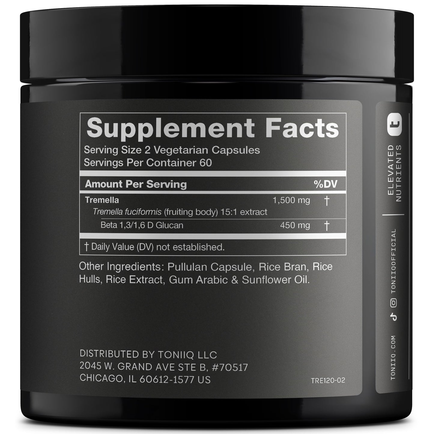 Tremella Mushroom Ultra High Potency 15:1 Extract – 30% Beta Glucans | 120 Capsules