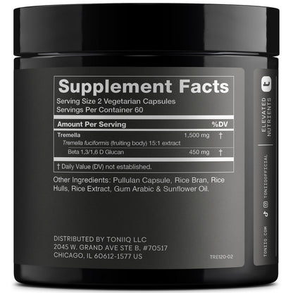 Tremella Mushroom Ultra High Potency 15:1 Extract – 30% Beta Glucans | 120 Capsules