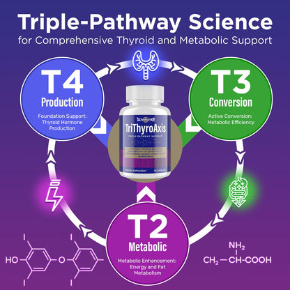 TriThyroAxis Thyroid Support Supplement by Talyvoriathor – Triple-Pathway Formula for Energy & Metabolism – 60 Capsules (2 Bottles)
