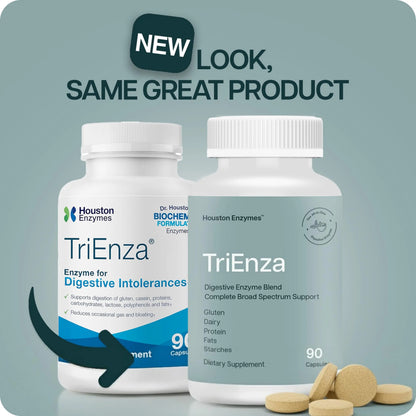 Houston Enzymes TriEnza - Digestive Enzyme Supplement for Gluten, Casein, Soy, Carbs & Fats | 180 Chewable Tablets BritishVita | Premium UK Vitamins & Wellness Supplements