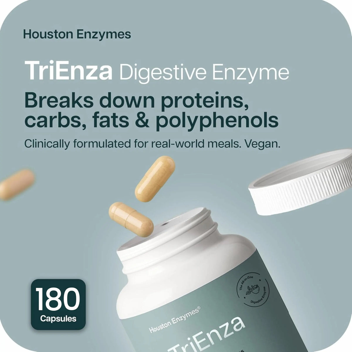 Houston Enzymes TriEnza Digestive Enzymes for Women & Men – 180 Capsules (90 Doses) BritishVita | Premium UK Vitamins & Wellness Supplements
