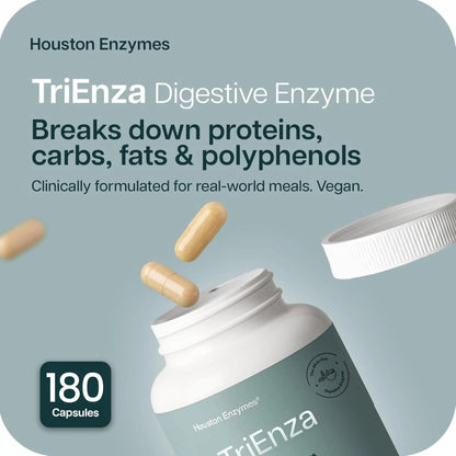 Houston Enzymes TriEnza Digestive Enzymes for Women & Men – 180 Capsules (90 Doses) BritishVita | Premium UK Vitamins & Wellness Supplements