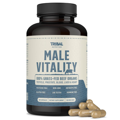 Grass-Fed Beef Organ Supplement for Men – Testicle, Prostate, Blood, Liver & Heart (3000mg)