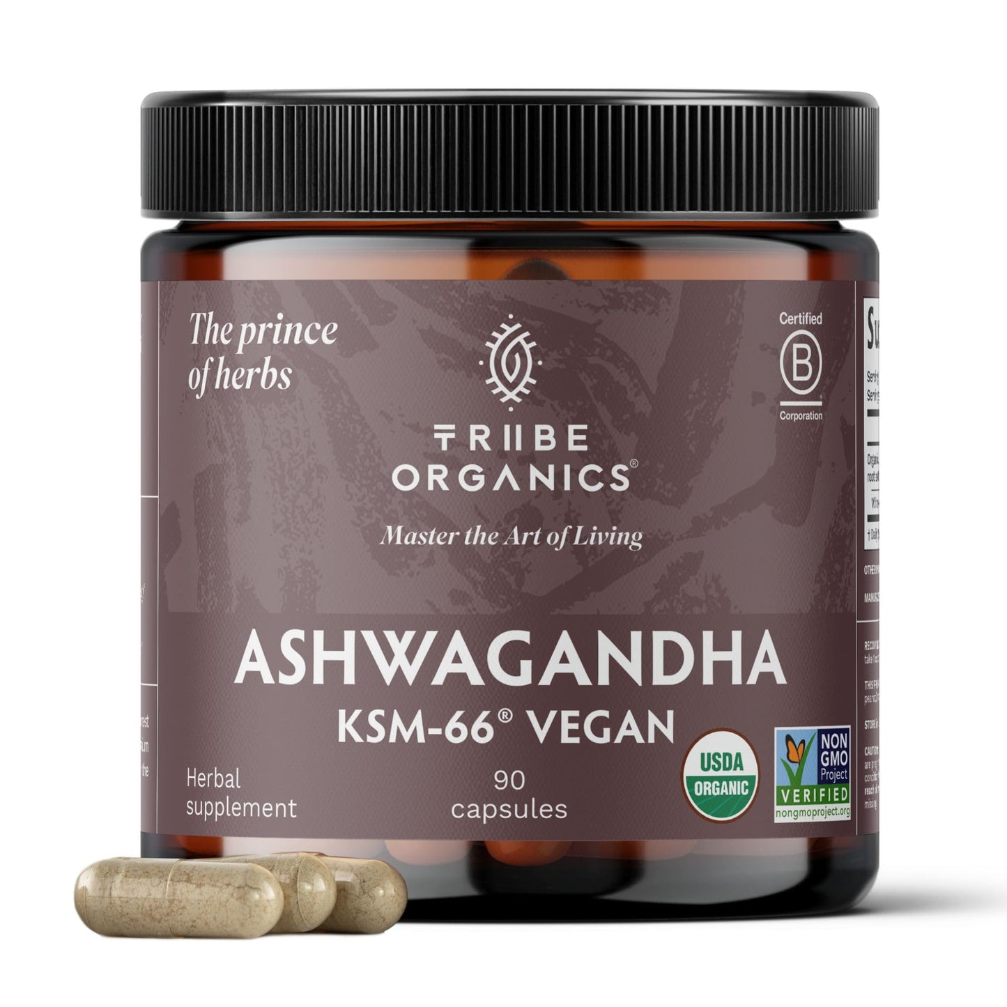 TRIBE ORGANICS KSM-66 Ashwagandha – 600mg, Vegan, Organic, 90 Caps