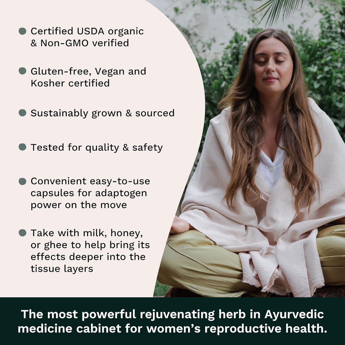 TRIBE ORGANICS Shatavari Organic Supplement – Hormonal Balance & Women's Health | 120 Vegan Capsules