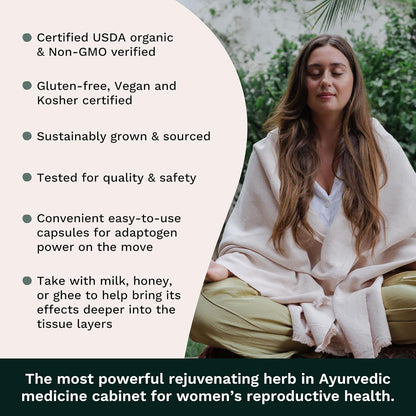 TRIBE ORGANICS Shatavari Organic Supplement – Hormonal Balance & Women's Health | 120 Vegan Capsules