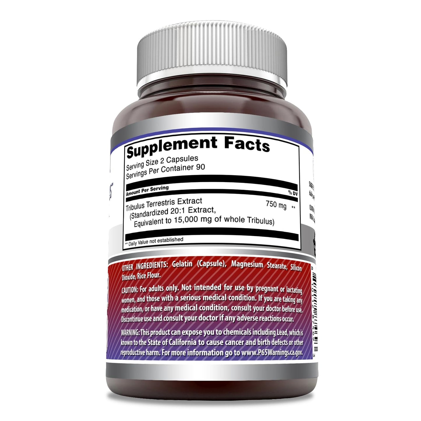 Amazing Formulas Tribulus 750 mg Extract 20:1 Supplement – 15000 mg Equivalent, 180 Capsules, Made in USA