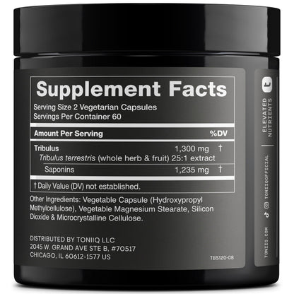 Tribulus Terrestris for Men – Ultra High Potency 25:1 Extract | 95% Saponins | 1300mg | 120 Capsules