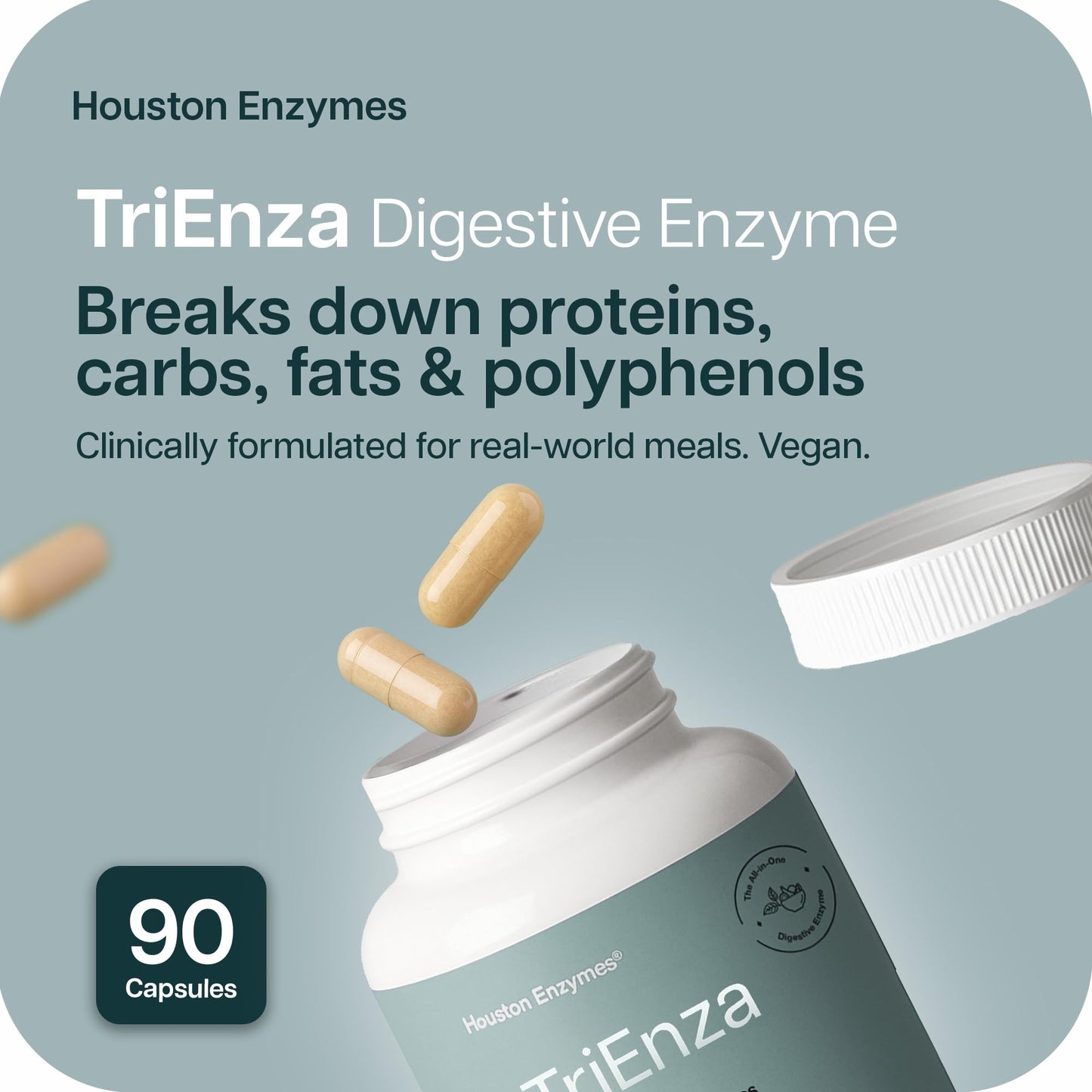 TriEnza Digestive Enzymes – Protein, Carbs, Fats & Polyphenol Digestion (90 Capsules)