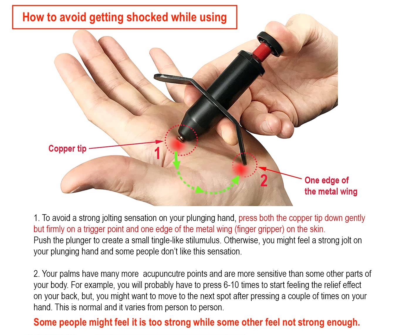 Trigger Point Stimulator Tool - Electric Current Sensation with No Needles No Battery (2 Packs)