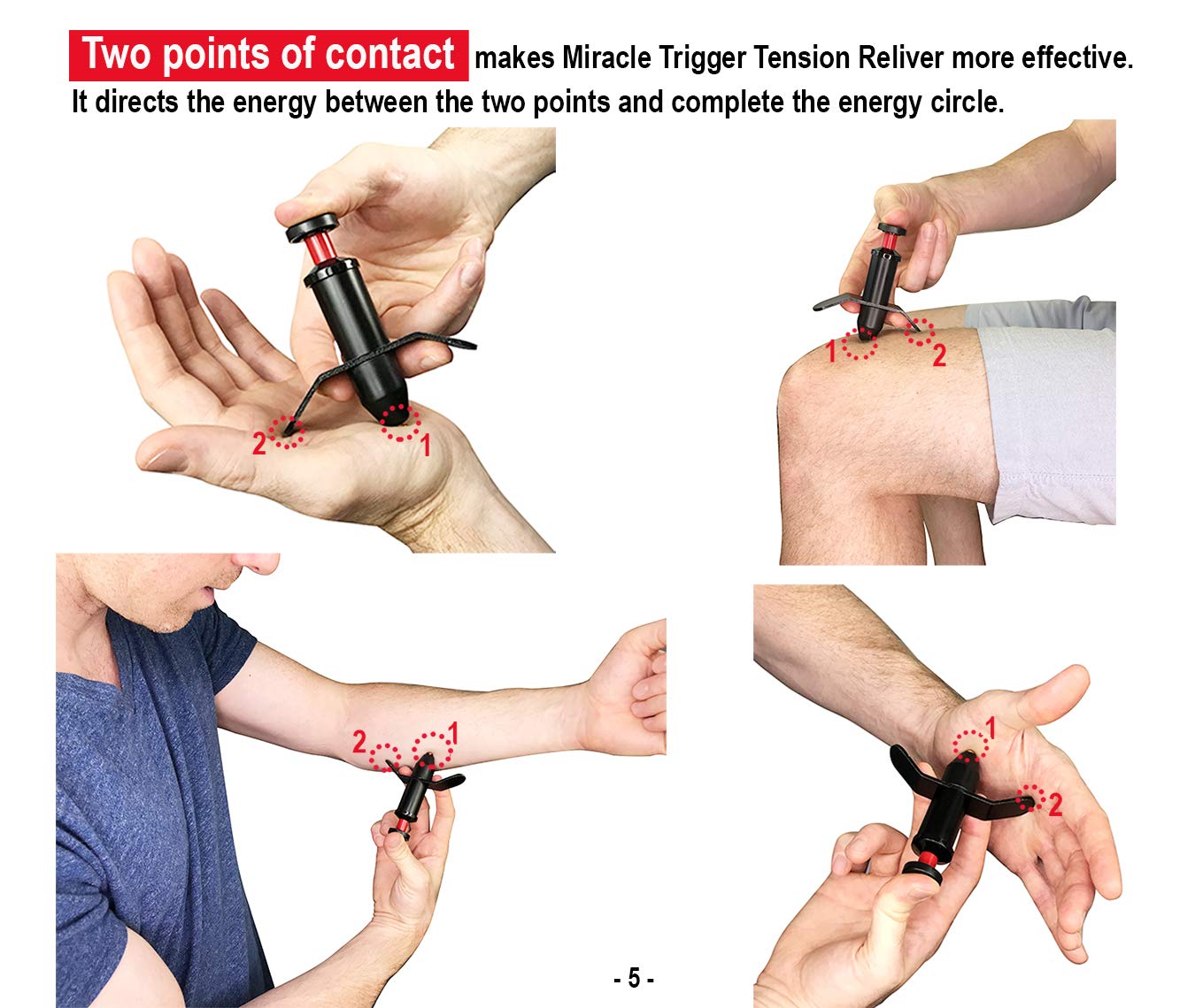 Trigger Point Stimulator Tool - Electric Current Sensation with No Needles No Battery (2 Packs)