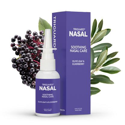 TriGuard Plus Colloidal Silver Nasal Spray – Olive Leaf & Elderberry – 2 oz / 60 ml – Made in USA