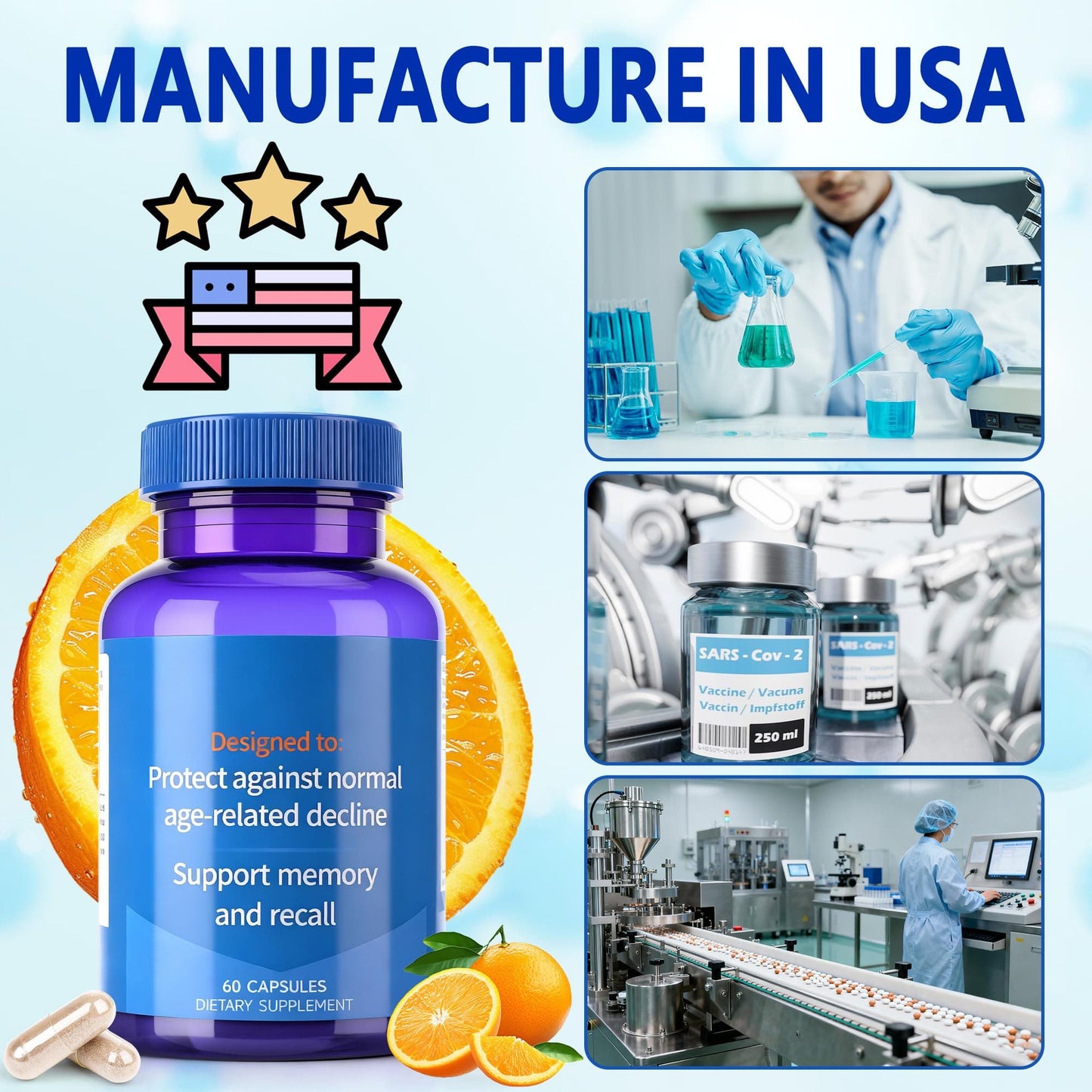 Trihood Brain Supplement for Memory & Focus – USA Made