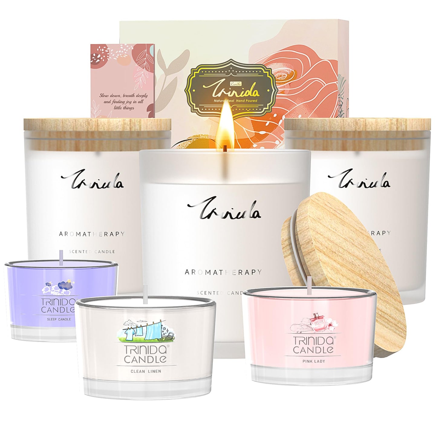TRINIDa Scented Candles 120Hrs | Soy Candles for Home & Aromatherapy – Lavender Gift Set